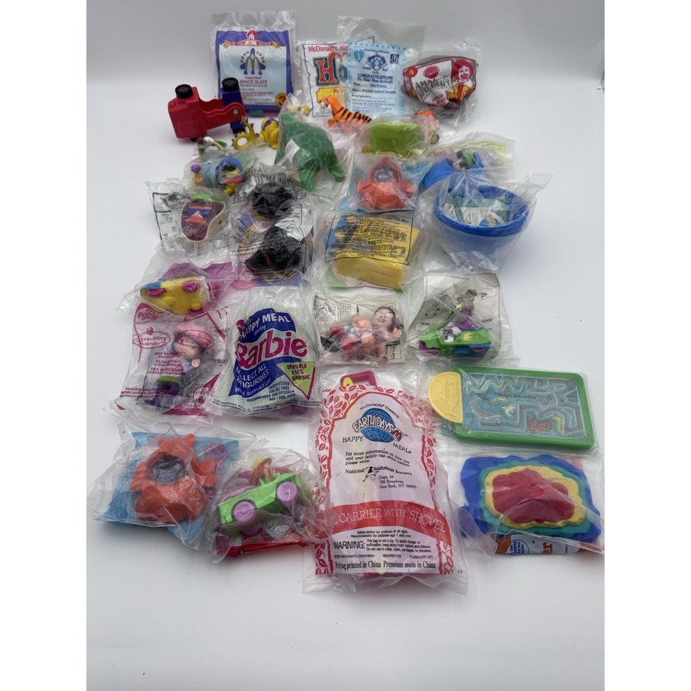 VTG McDonalds Happy Meal Toys mostly Sealed Lot Of 22 90's-00's Barbie Batman+++